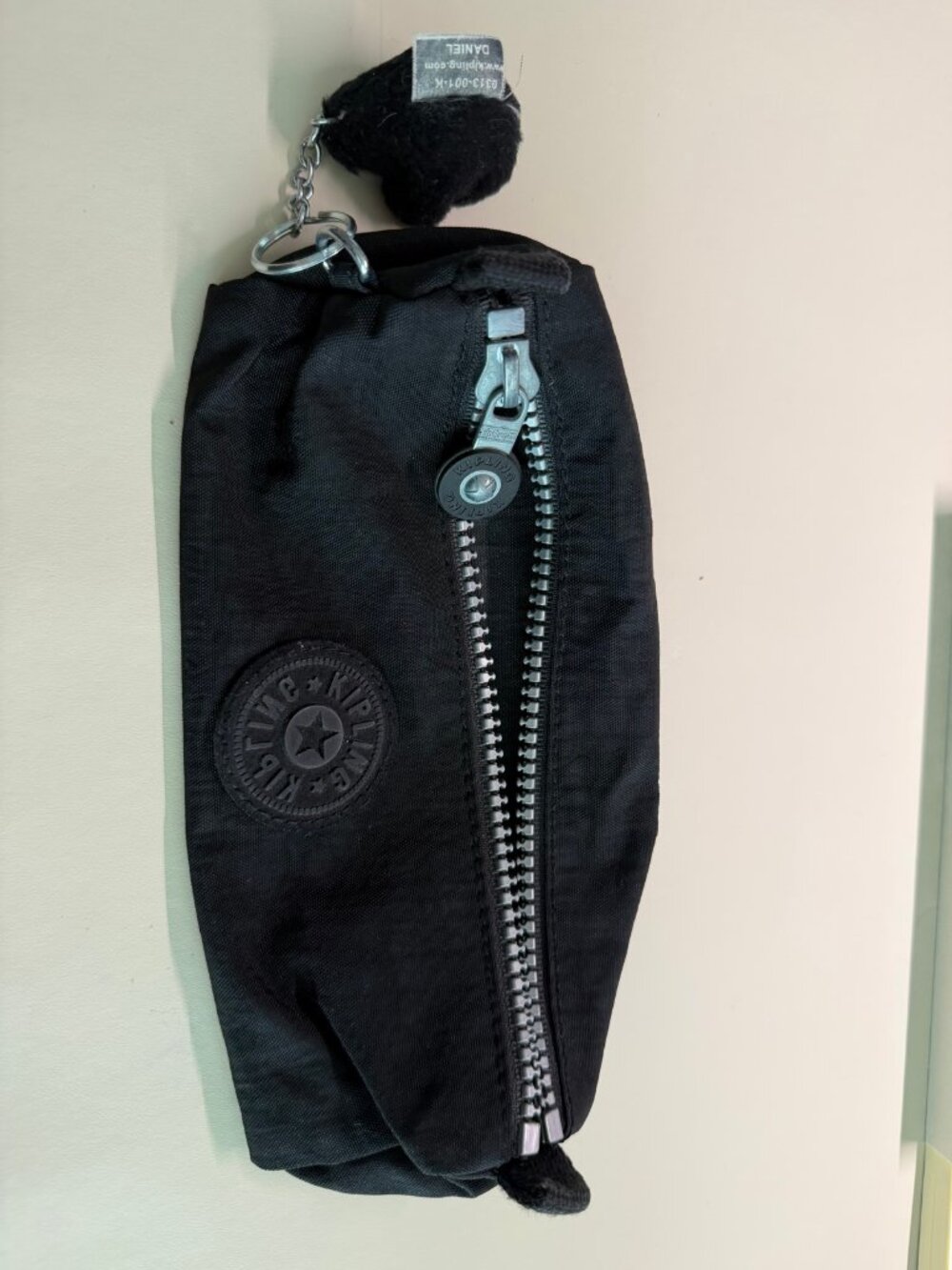 Kipling Black Pencil Case with Monkey Keychain